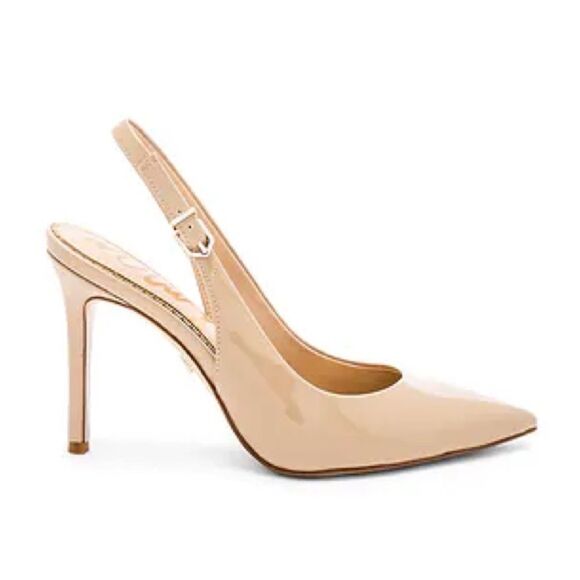 Sam Edelman Hastings Nude patent leather Pointed Slingback Heels size 10 NWT NIB - Picture 1 of 6